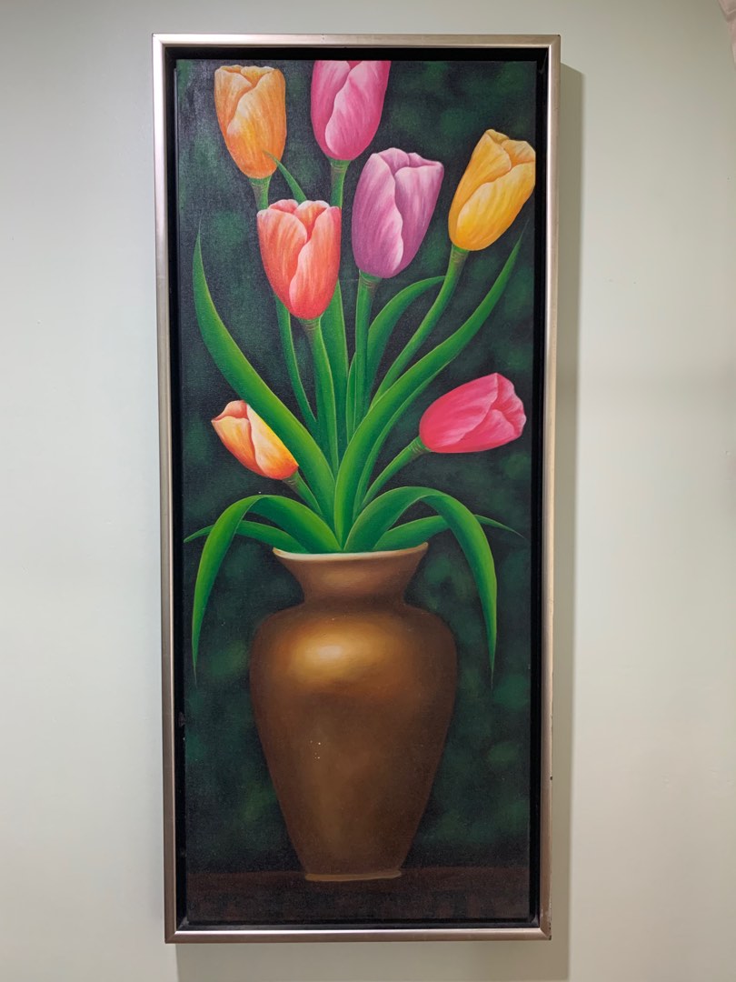 Lukisan pasu bunga, Furniture & Home Living, Home Decor, Wall Decor on