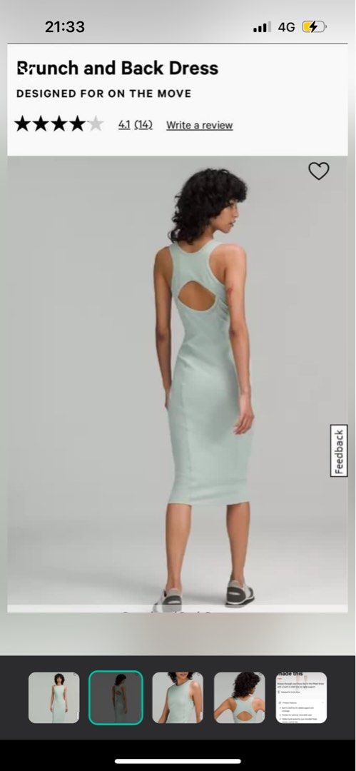 Lululemon Brunch and Back dress in mint Size 2