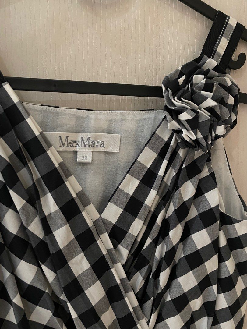 MaxMara Black and White Checkered Maxi Summer Dress