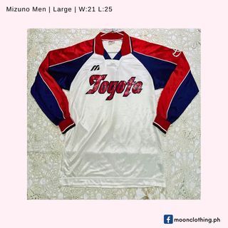 Mizuno Tigers Full Button Baseball Jersey Men's Large Navy Blue Red Detroit