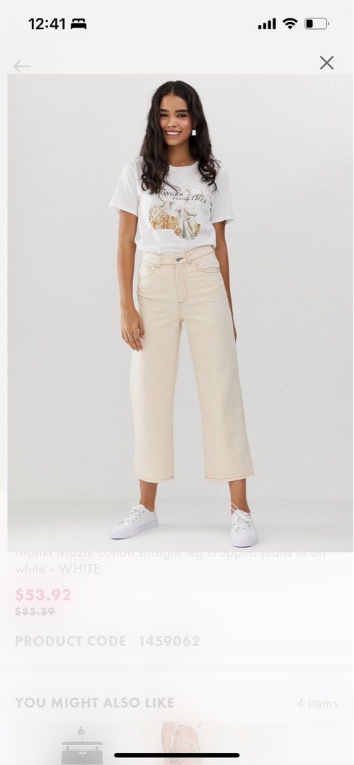 White straight clearance leg cropped jeans