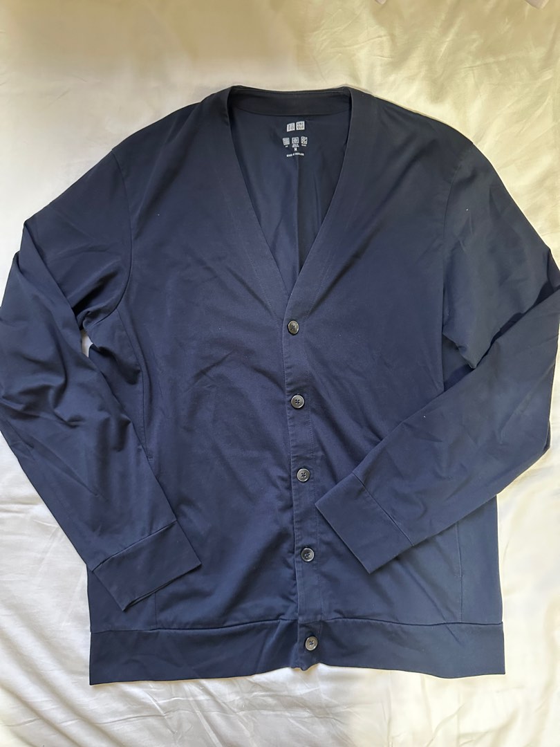 Navy Uniqlo AIRism Cardigan, Men's Fashion, Coats, Jackets and ...