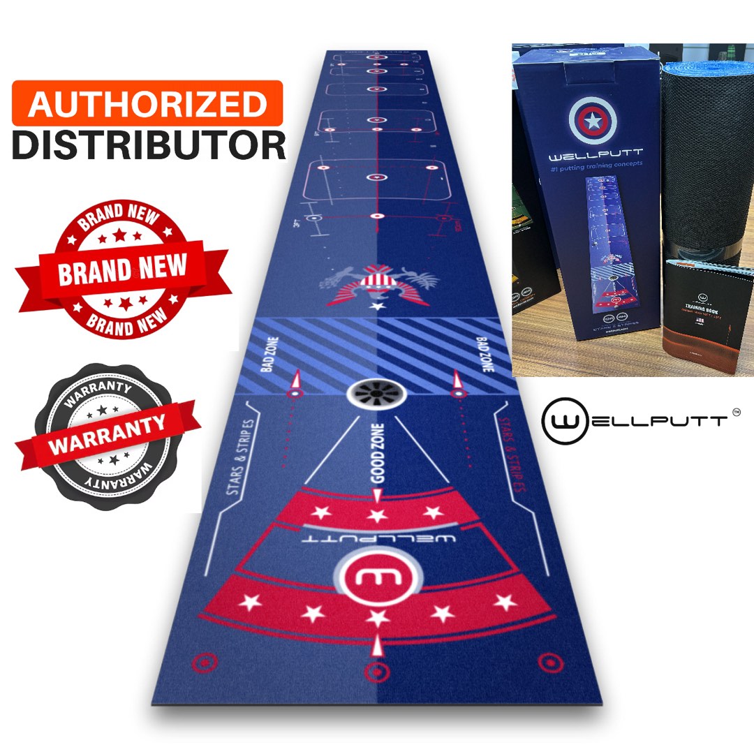 NEW WellPutt 4m Putting Mat Stars & Stripes Edition Putting Mat