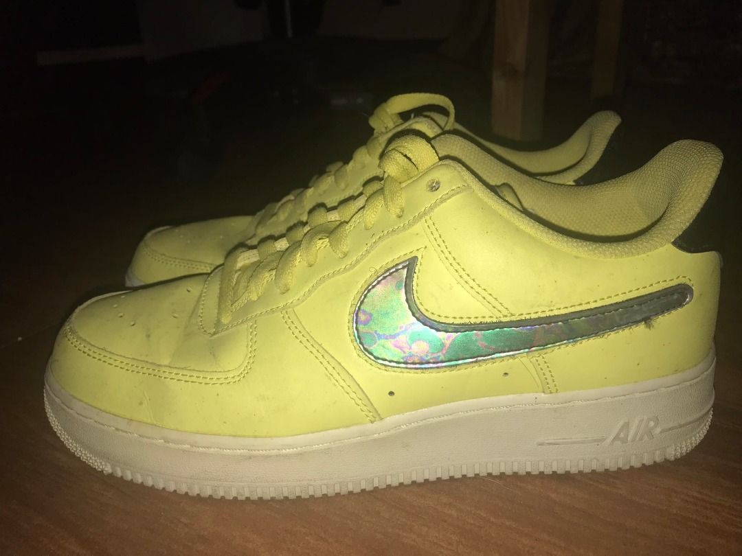 Nike Air Force 1 Yellow Pulse Shoes Size 6 Removable Swoosh in