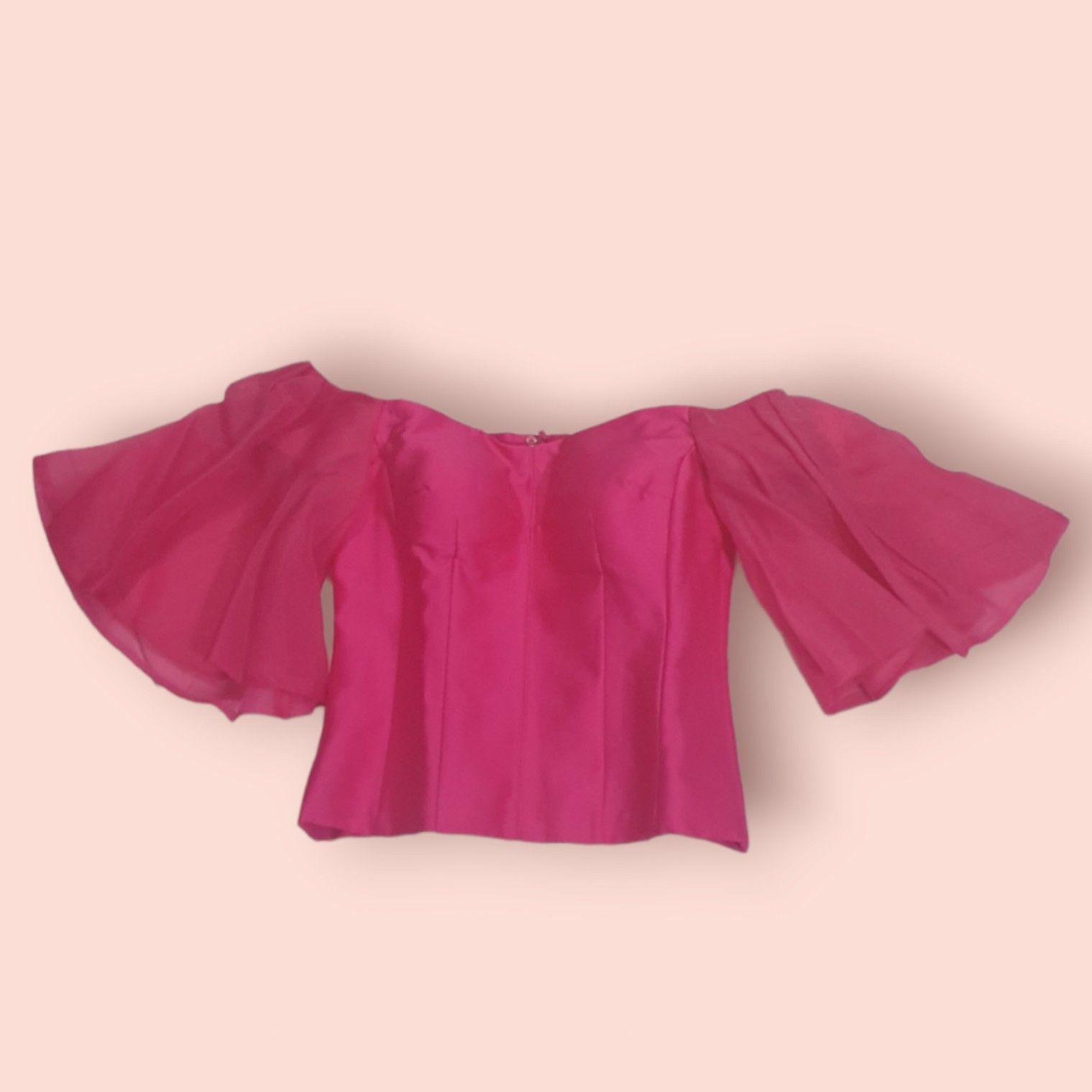 Organza fusia top fuchsia crop top ala zara baju pesta on Carousell