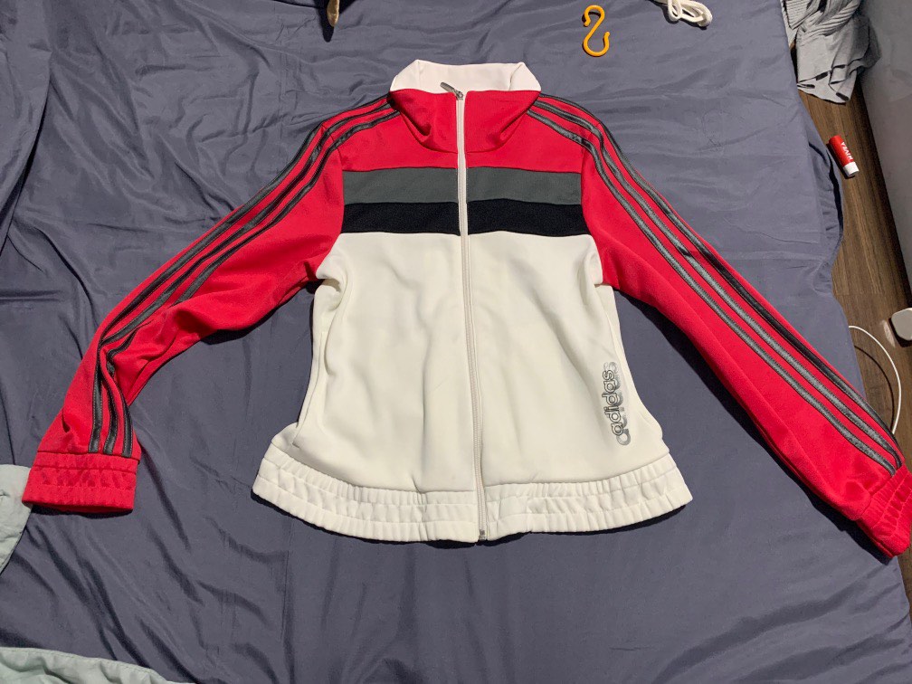 Original Adidas red black and white jacket