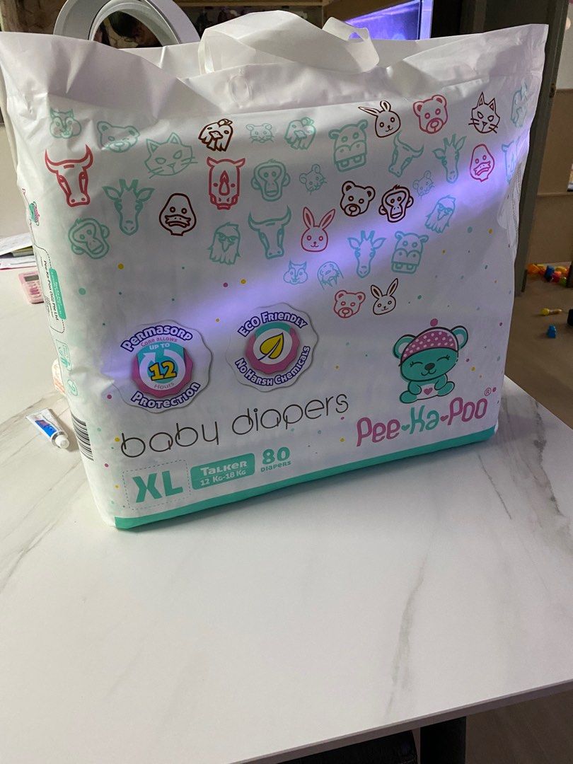 Pee Ka Poo Diapers (XL) tape type, Babies & Kids, Bathing & Changing ...