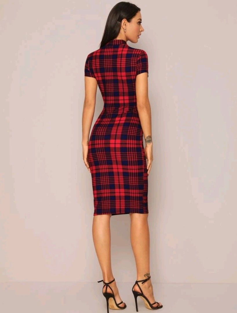 Checkered clearance fitted dress