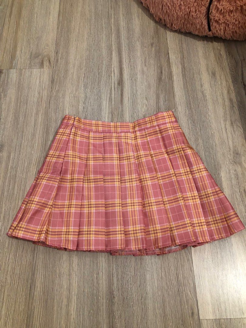 Plaid High Waist Skirt - Yellow - Pomelo Fashion