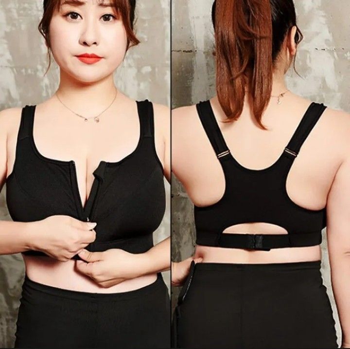 Plus Size 3XL-5XL) Top Sports Bra Front Zipper for Easy Wear Secure Comfty,  Women's Fashion, Activewear on Carousell