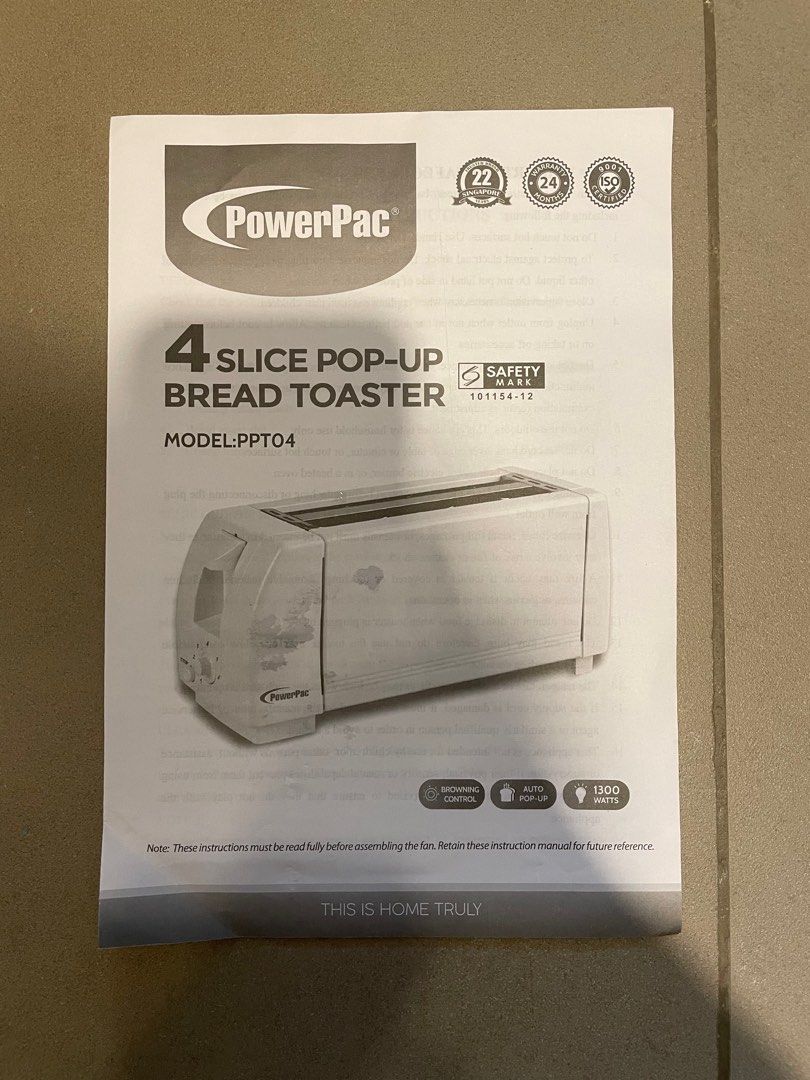PowerPac 4 slice bread toaster, TV & Home Appliances, Kitchen ...