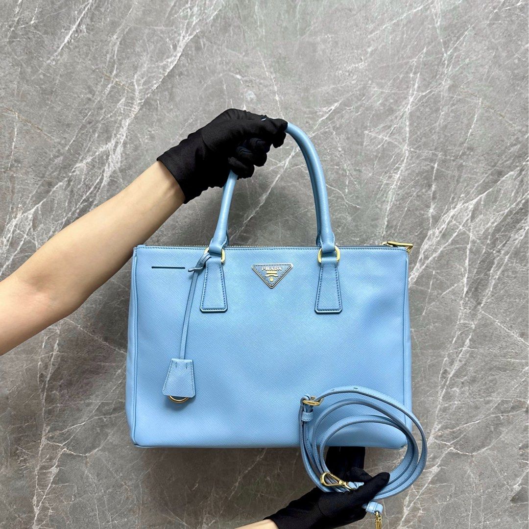 Light Blue Small Prada Galleria Saffiano Leather Bag