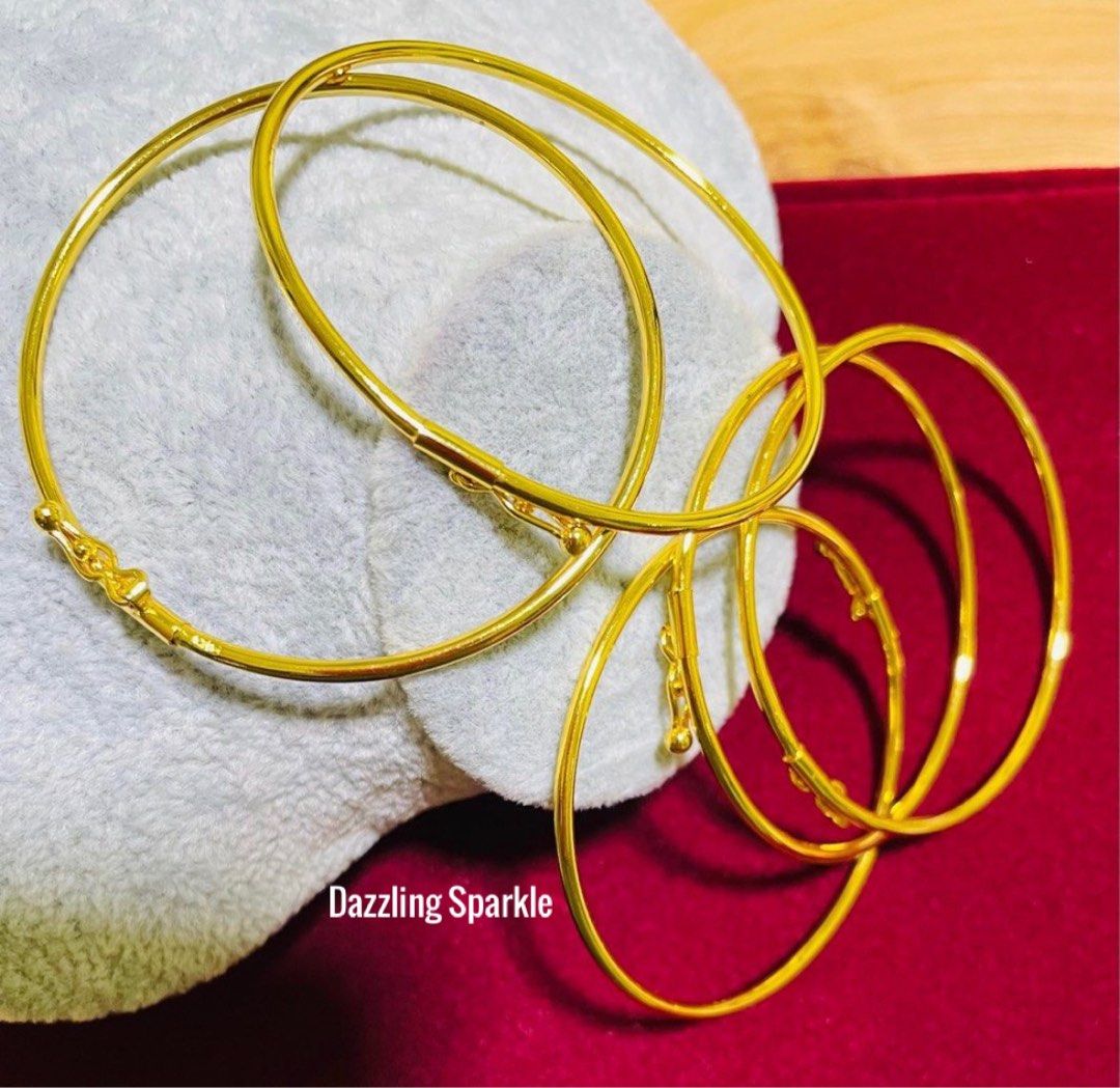 Bangle plain 100 Premium 999.9 Gold plated plain bangles width
