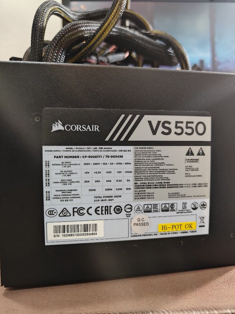 PSU - Corsair VS550, Computers & Tech, Parts & Accessories, Computer ...