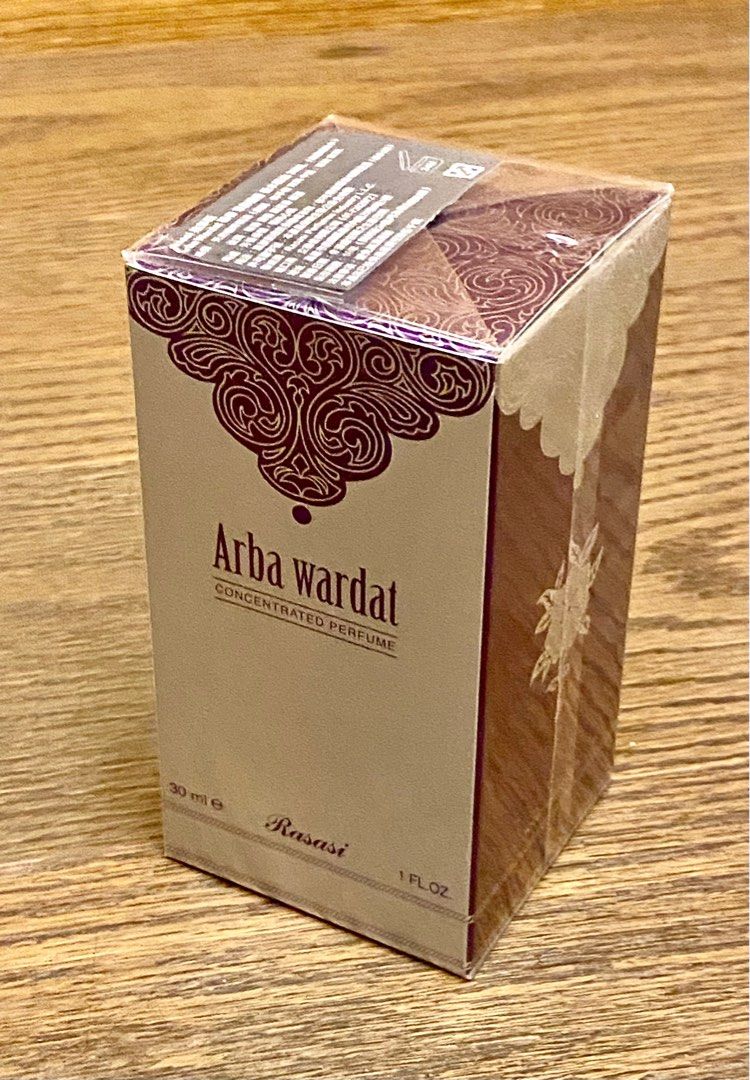 已售出Rasasi拉莎斯arba  wardat暮春精油香水（不含酒精）30ml（全新未拆封）購自品牌官網。可直接使用在皮膚，衣物、薰香、泡澡。再加贈Rasasi價值690元香水10ml  1支