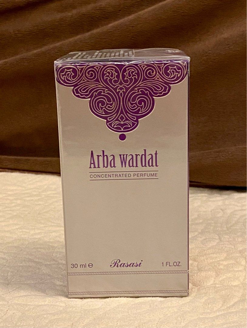 已售出Rasasi拉莎斯arba  wardat暮春精油香水（不含酒精）30ml（全新未拆封）購自品牌官網。可直接使用在皮膚，衣物、薰香、泡澡。再加贈Rasasi價值690元香水10ml  1支