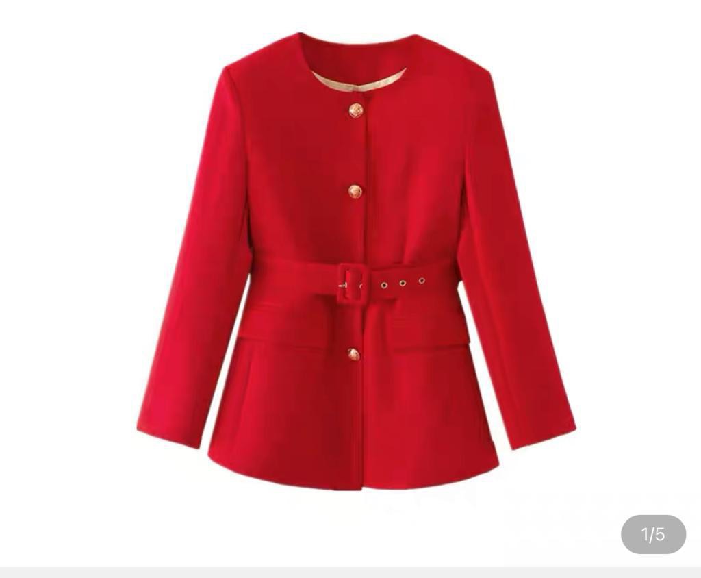 Red wool hot sale blazer womens