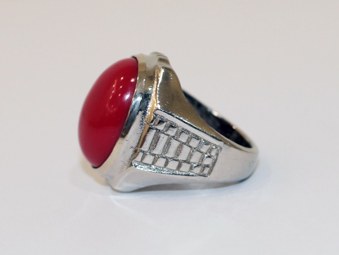 Red coral shop stone ring