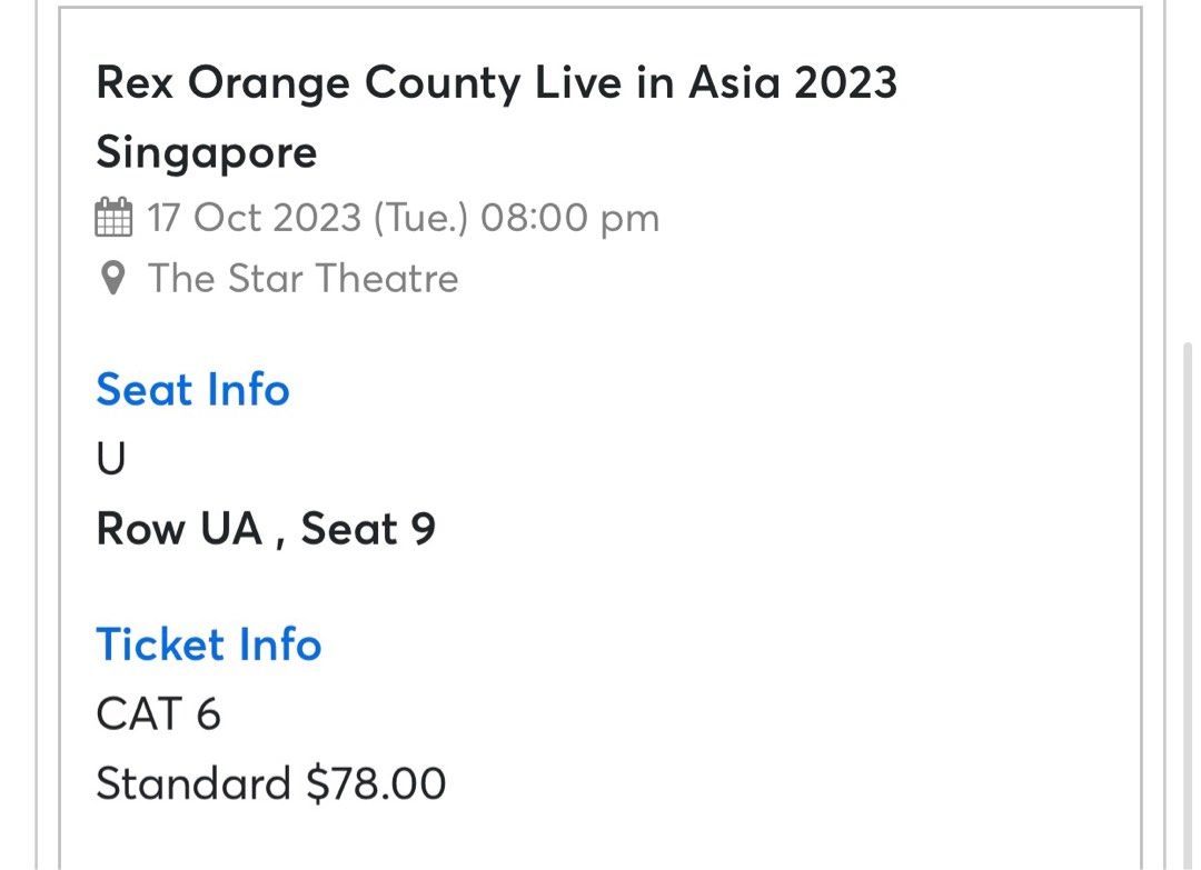 Rex Orange County Concert Tix, Tickets & Vouchers, Event Tickets on