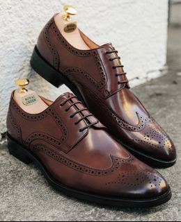 Royal Green Brown Wing Engraved Oxfords