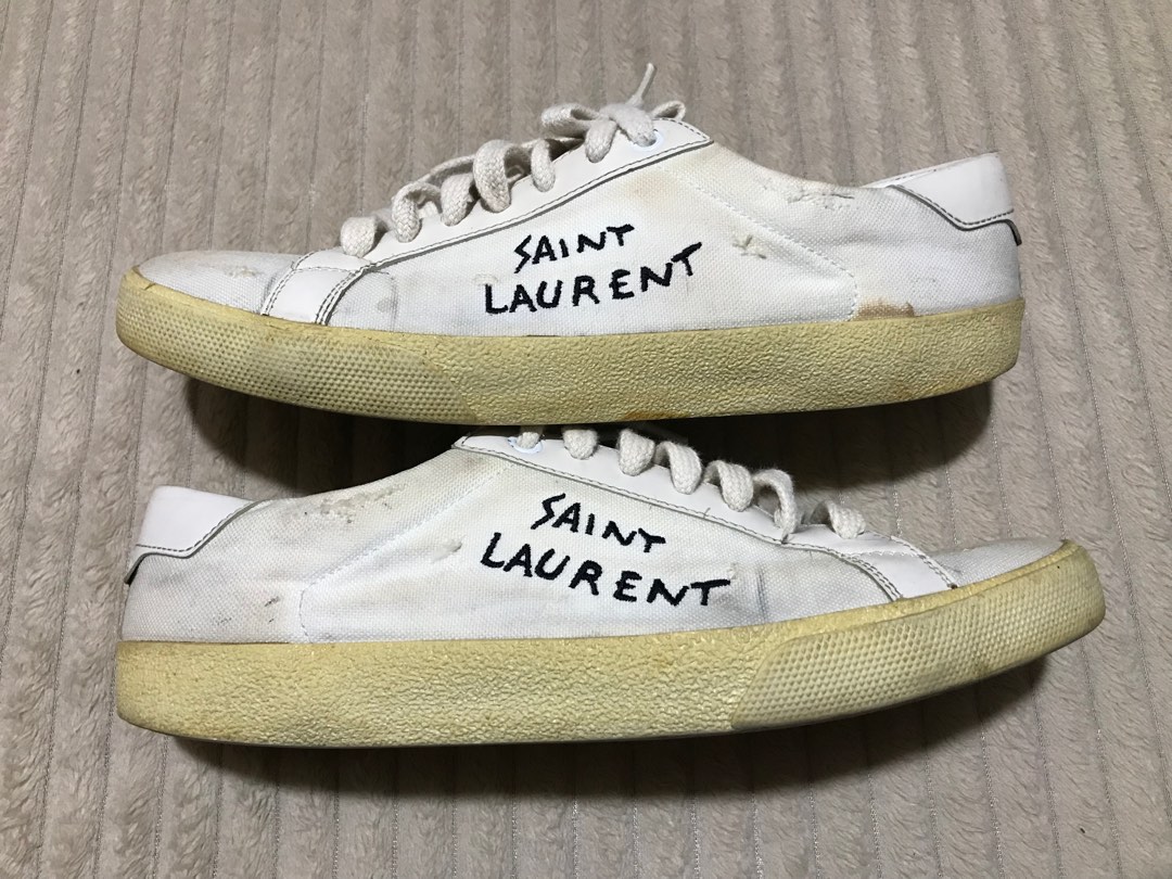 Saint Laurent Men's Metallic Court Classic Silver Sneakers – Airee Edwards