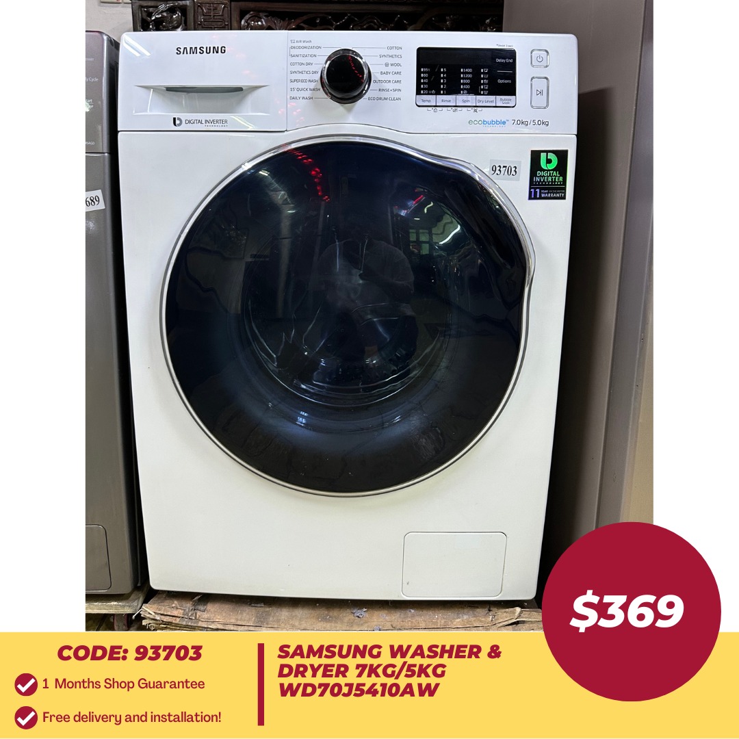 Samsung 7kg washer & sales 5kg dryer wd70j5410aw