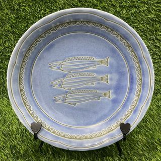 Stoneware Glaze Blue Handcrafted Blue Fish Pattern Deep Serving Salad Dinner Plate 8.5” x 1.5” inches, 1pc available - P199.00