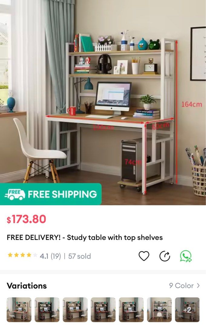 Study Table with shelves, Furniture & Home Living, Furniture, Tables