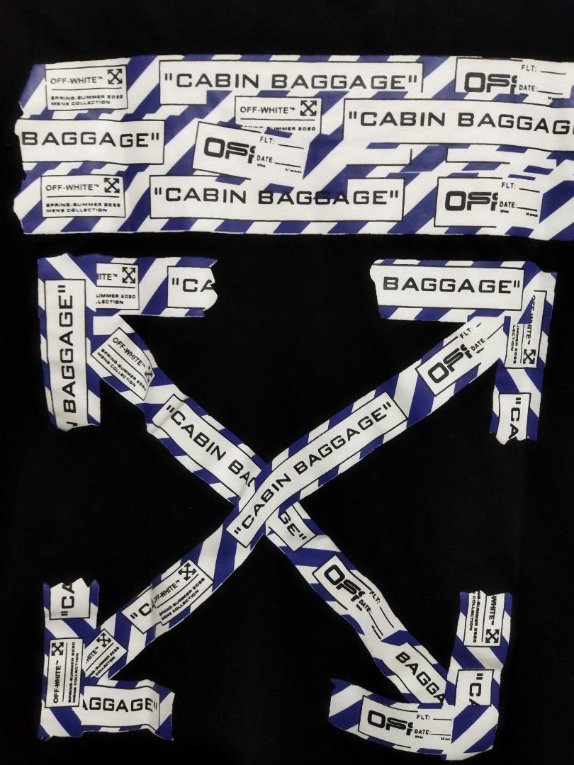 T shirt off white Cabin Baggage Arrow, Fesyen Pria, Pakaian , Atasan di