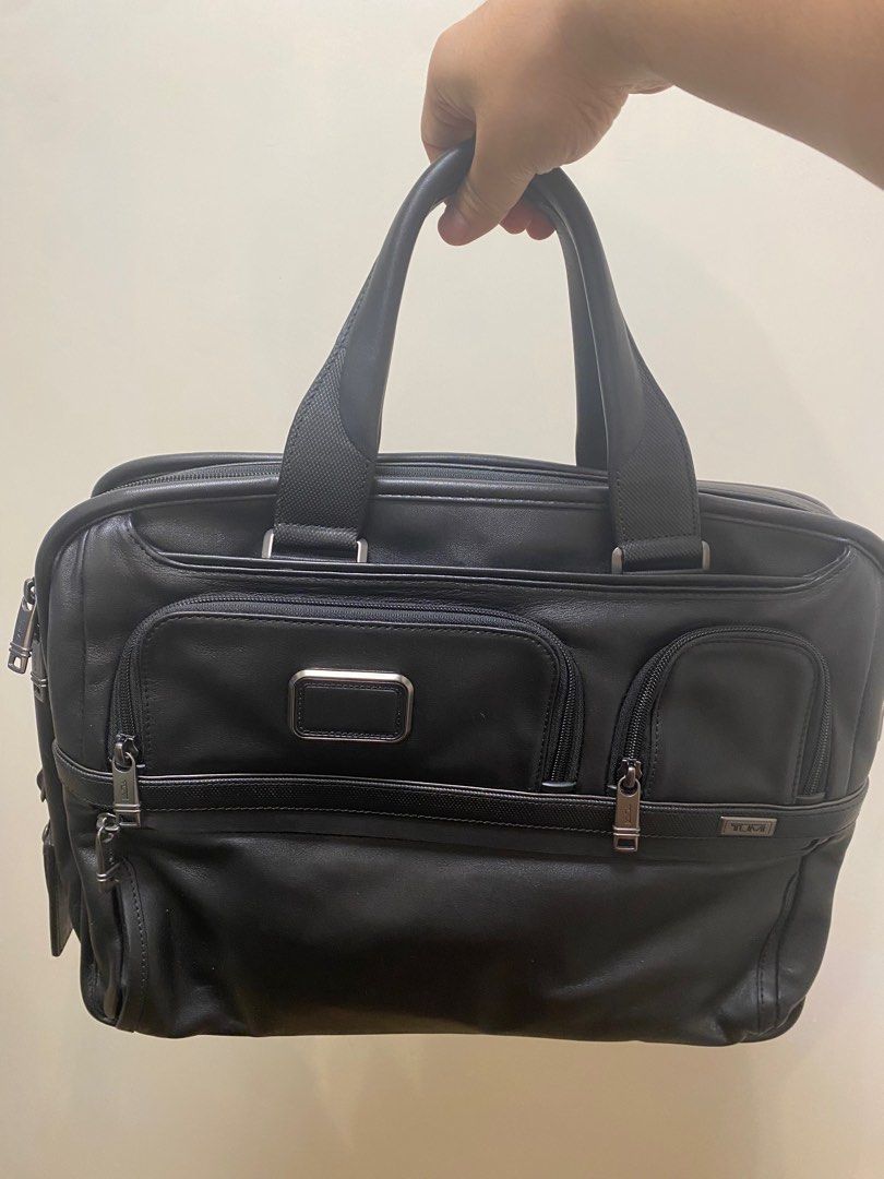 TUMI Expandable Organizer Laptop Brief Leather ALPHA 3, 名牌, 手袋及銀包