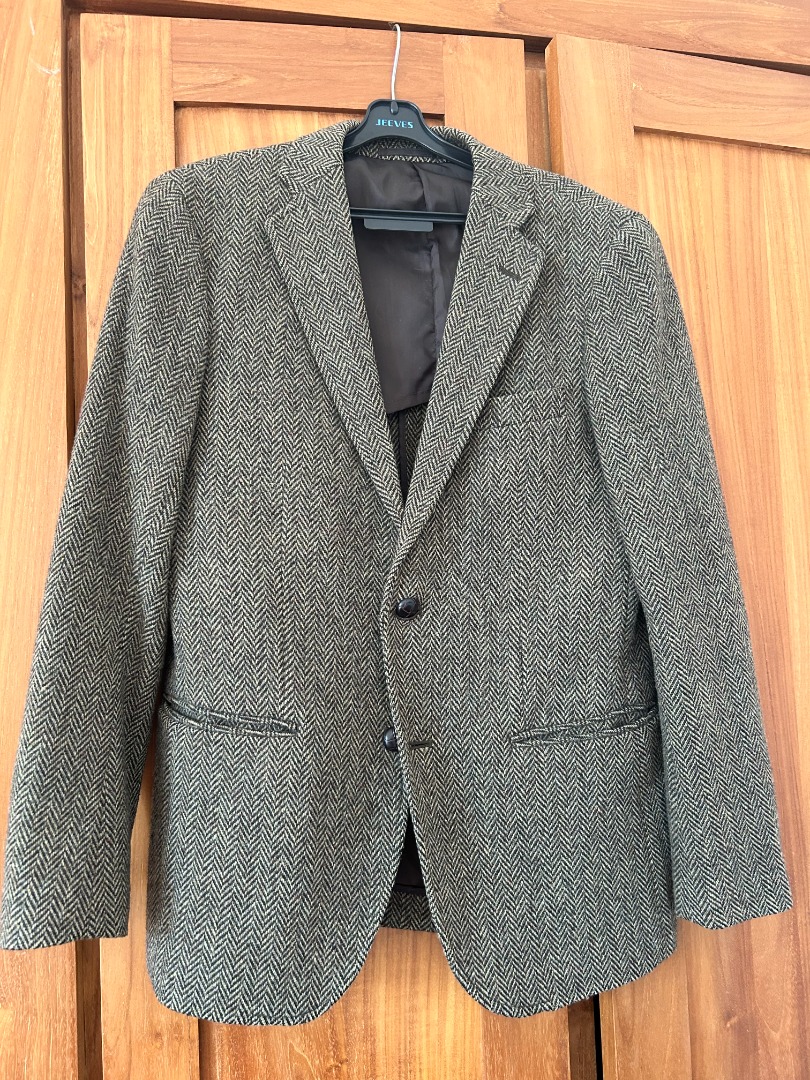 Uniqlo Tweed Jacket in Green, Men's Fashion, Coats, Jackets and
