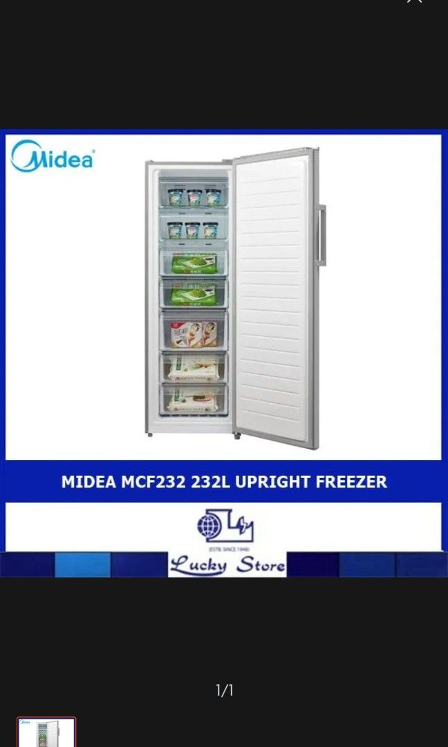 Upright freezer midea, TV & Home Appliances, Kitchen Appliances