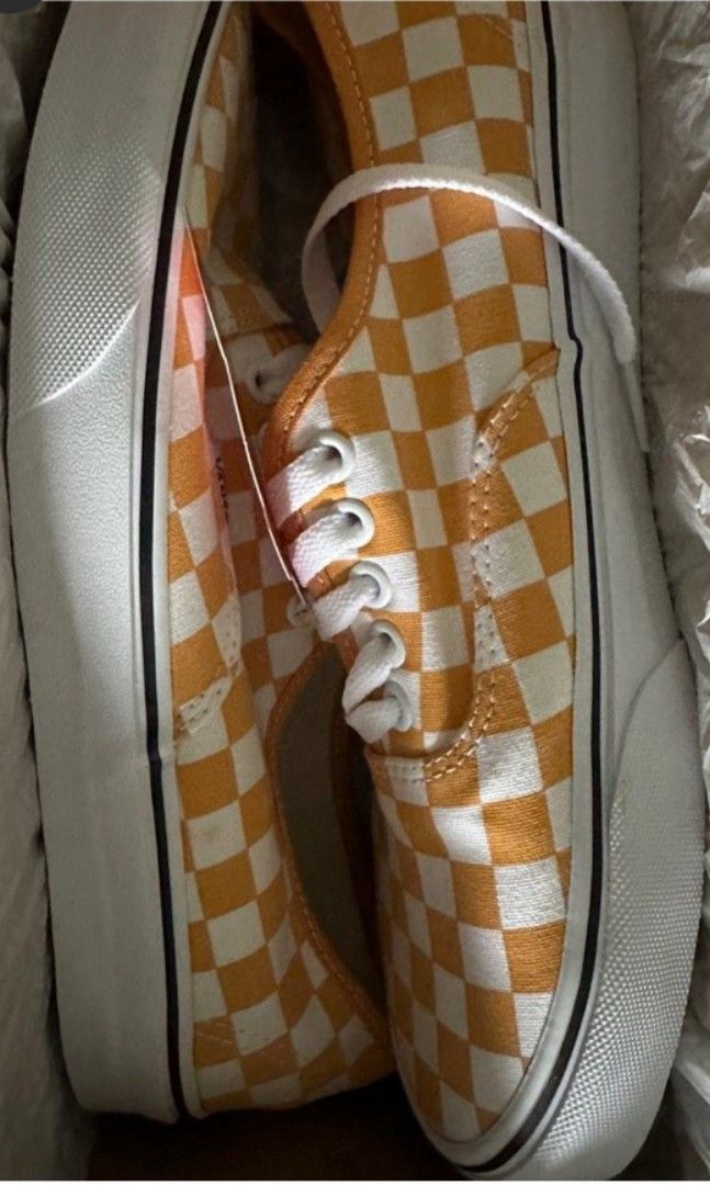 Gold checkered vans cheap