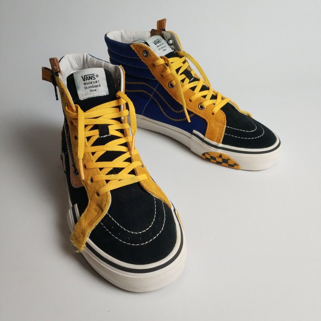 Vans Sk8 Hi Cut and Paste Black/Yellow/Blue 39 - Original, Fesyen Wanita,  Sepatu di Carousell