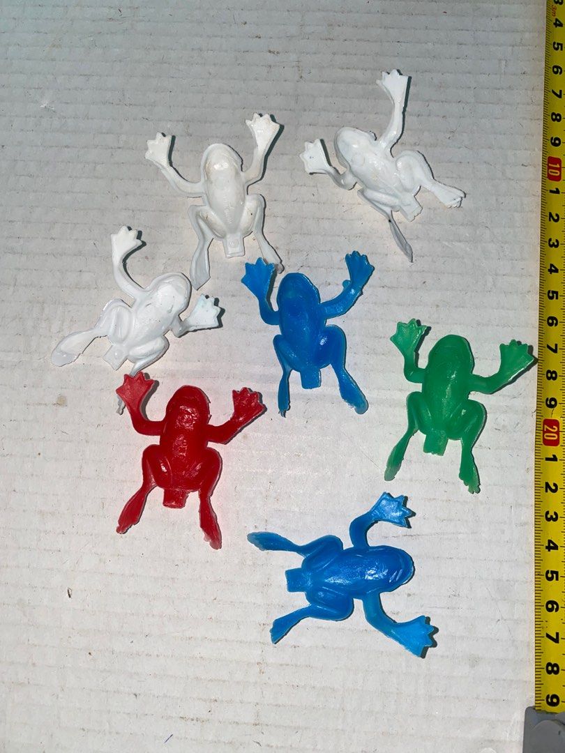 Vintage 1970s Flip Frog Leap Frogs 7 pieces ($6) / footsee fad toy ($15