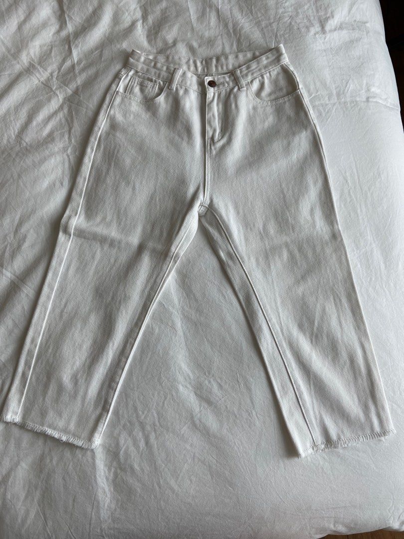 White denim capris clearance