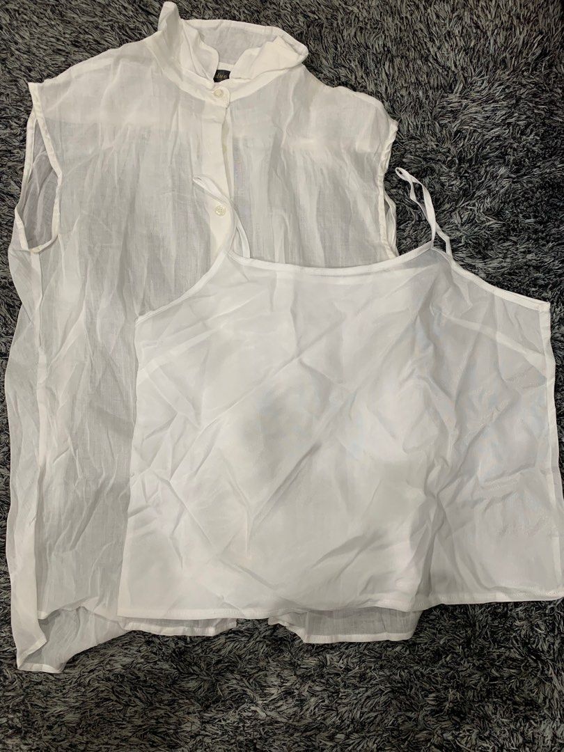 White See Through Top with Camisole on Carousell
