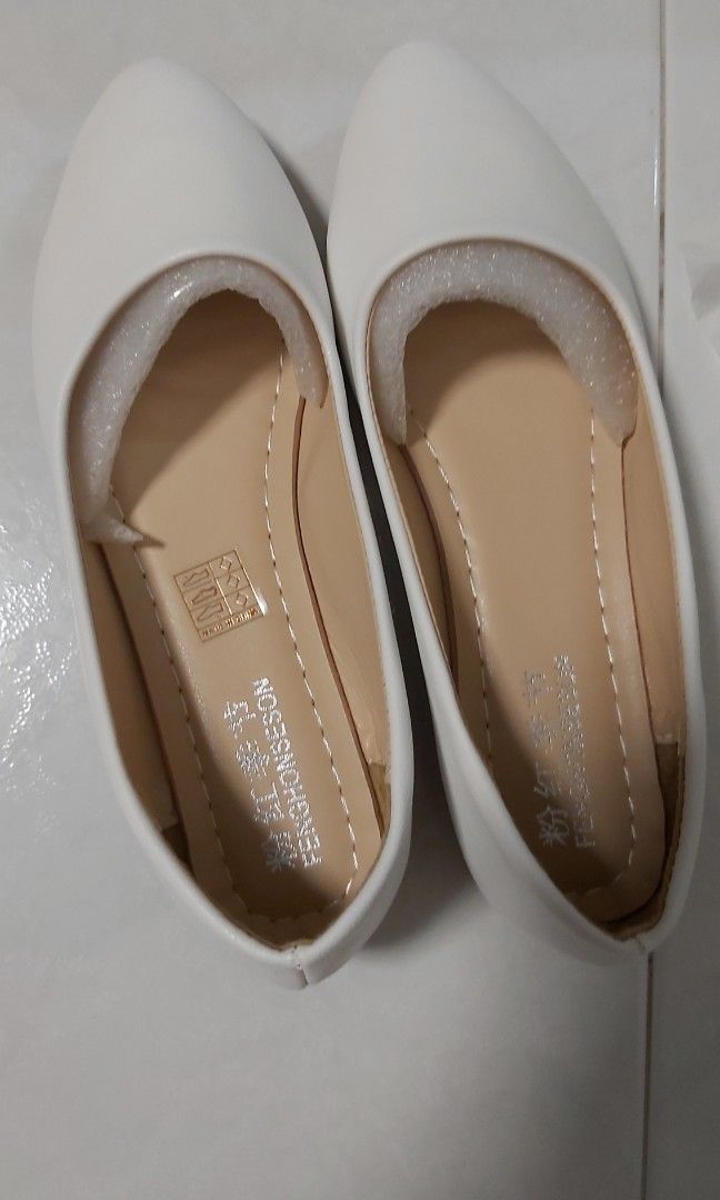 Women White Minimalist Point Toe Ballet Flats Elegant Outdoor