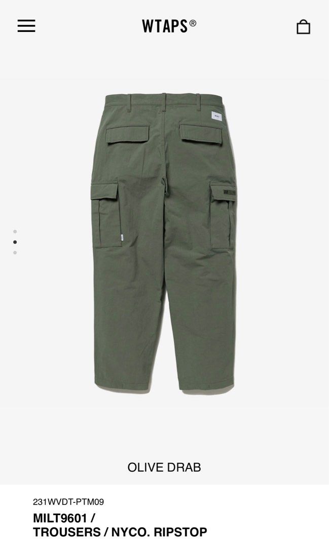 WTAPS MILT9601 / RIPSTOP 23SS (OLIVE) size 02, 男裝, 褲＆半截裙