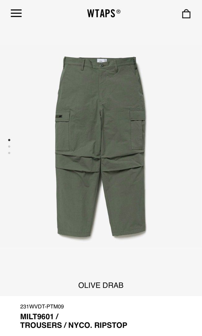 WTAPS MILT9601 / RIPSTOP 23SS (OLIVE) size 02, 男裝, 褲＆半截裙