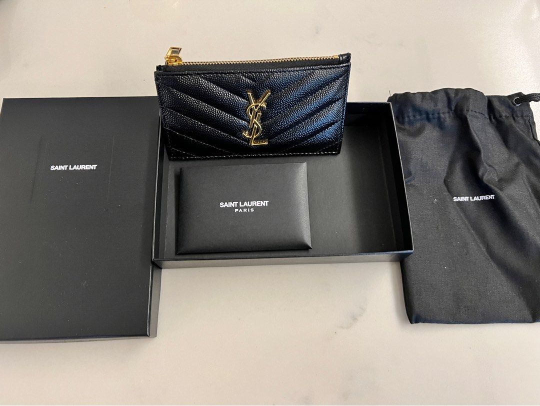 YSL Monogram Bill Pouch in Grain de Poudre Embossed Leather - SAINT LAURENT,  Women's Fashion, Bags & Wallets, Purses & Pouches on Carousell