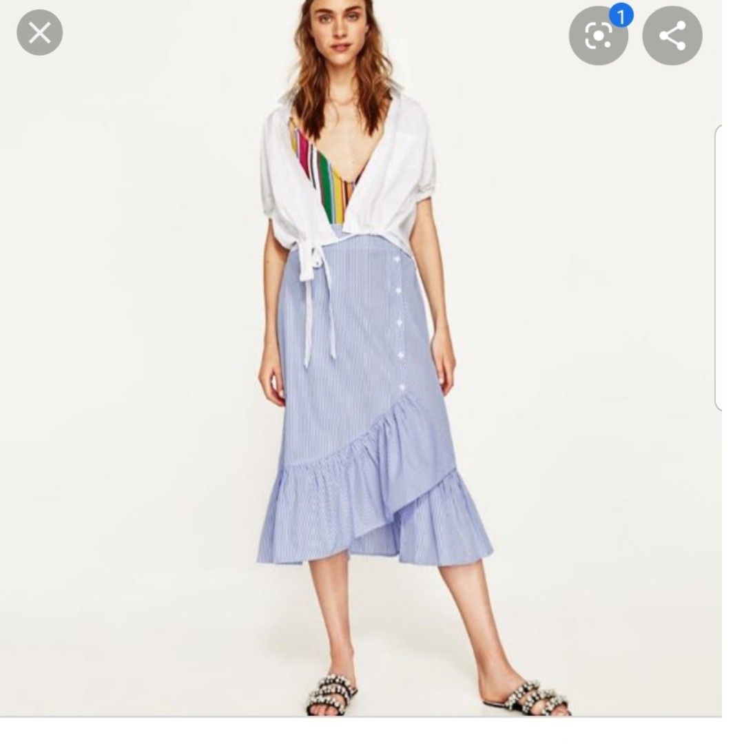 Zara blue ruffle skirt clearance