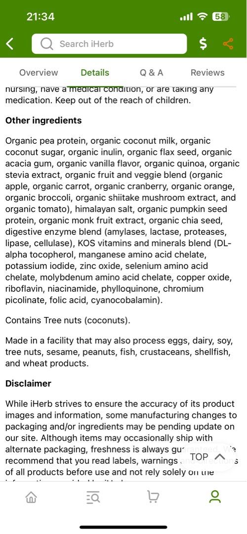 1KG gluten, soy free KOS protein powder plant based vegan, Health