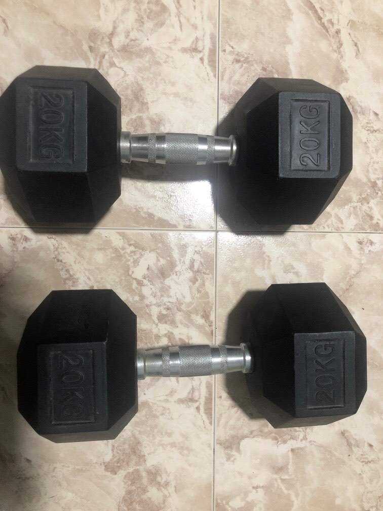 2-x-20kg-dumbbells-sports-equipment-exercise-fitness-weights
