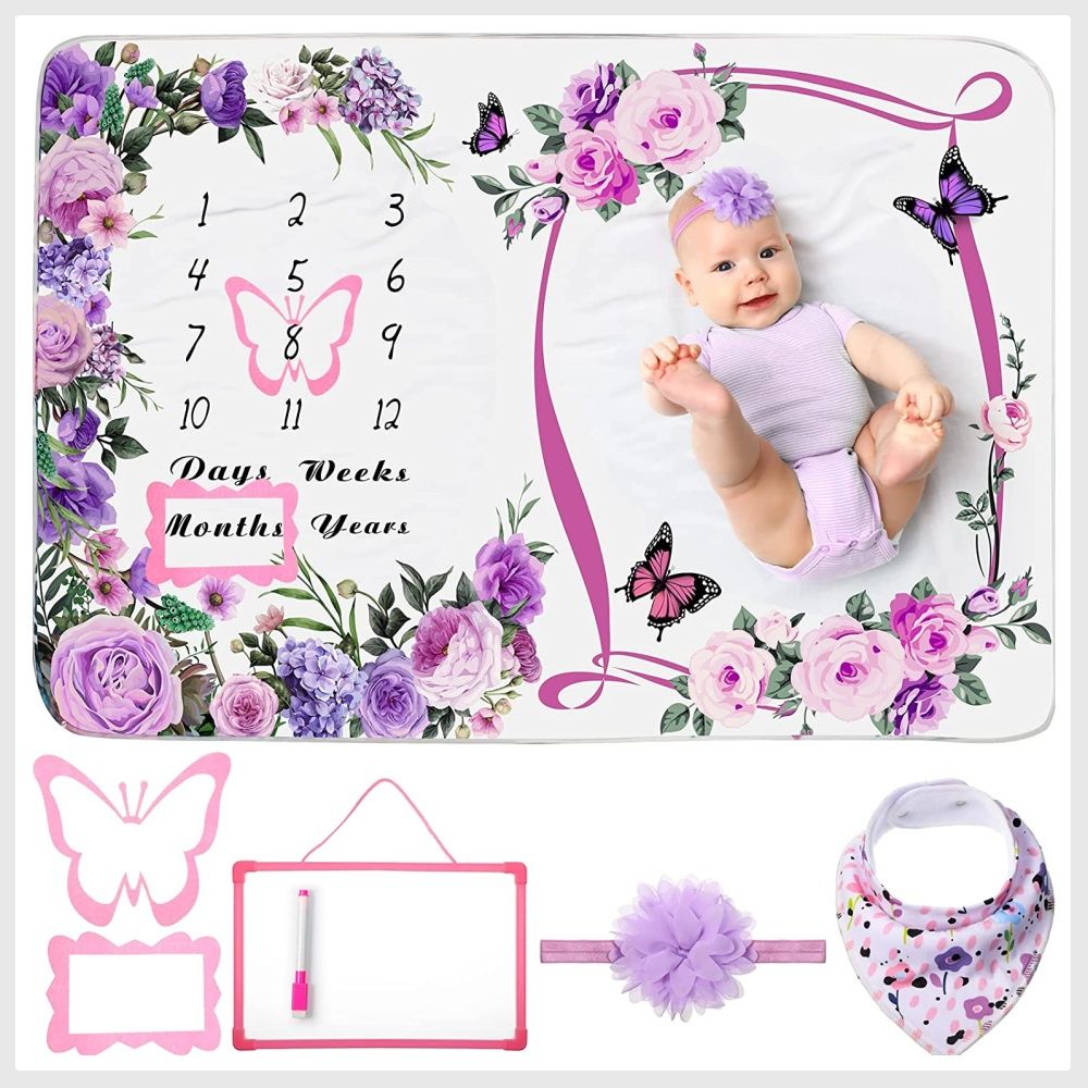 Pcs Monthly Baby Milestone Blanket for Baby Girls Boys Set Baby