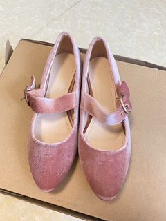 🩰粉紅色絲絨芭蕾舞鞋 Pink Velvet Ballerina Flat Shoes