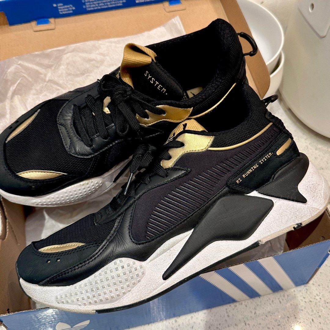 Aesthetic black and gold puma sneakers Men s Fashion Footwear