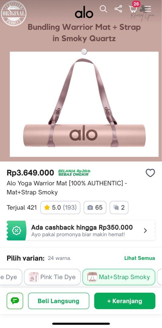 ALO Yoga Mat + Strap on Carousell