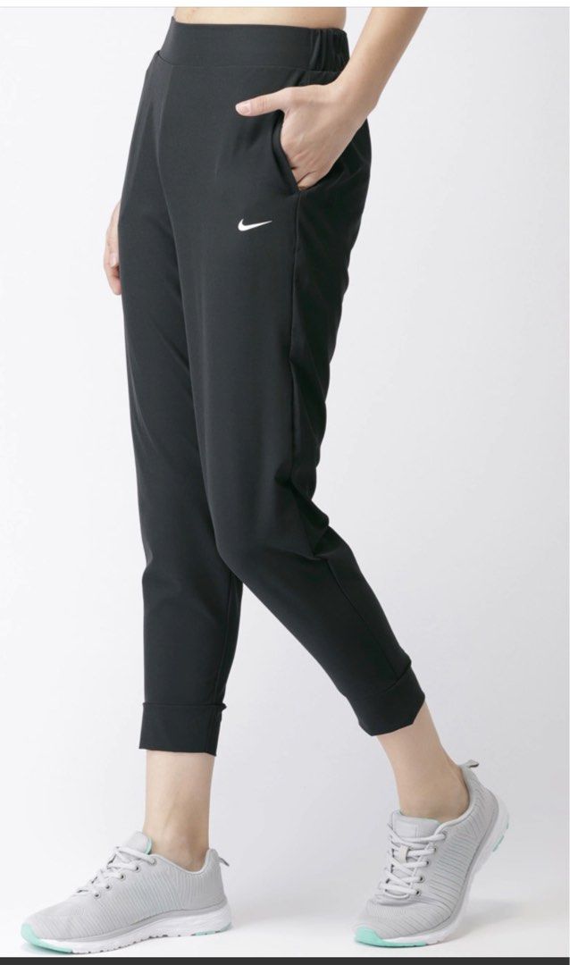 Nike Dri-Fit Womens Crop Jogging Pants Size Small Gray White