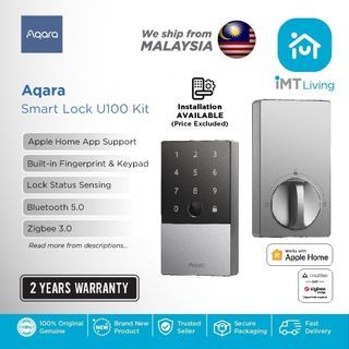 Aqara Smart Lock U100 Kit | 2 Years Warranty | Built-In Fingerprint Reader & IP65 Keypad | Zigbee 3.0 Deadbolt Lock